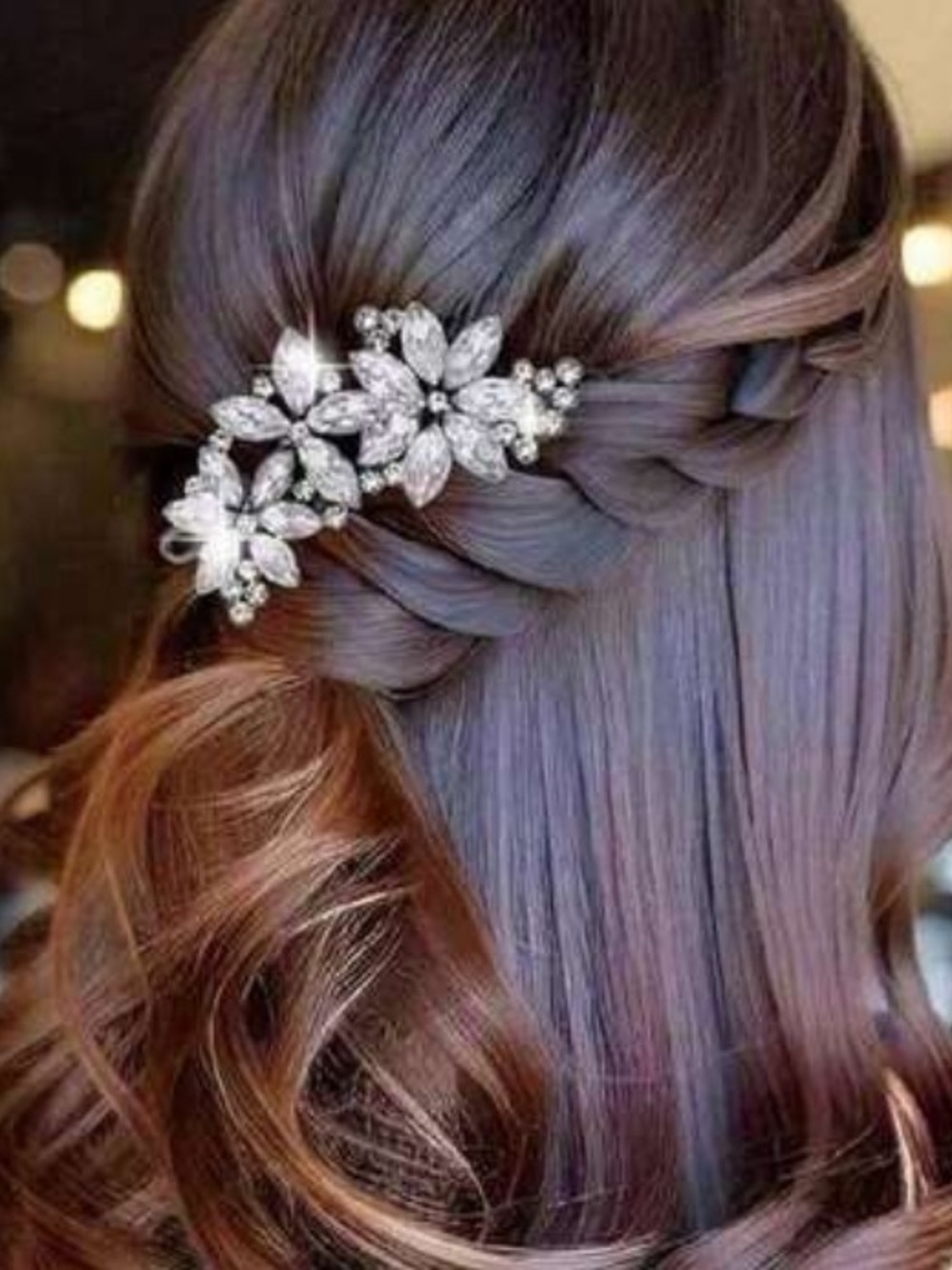 Crystal Floral Hair Clip - Silver